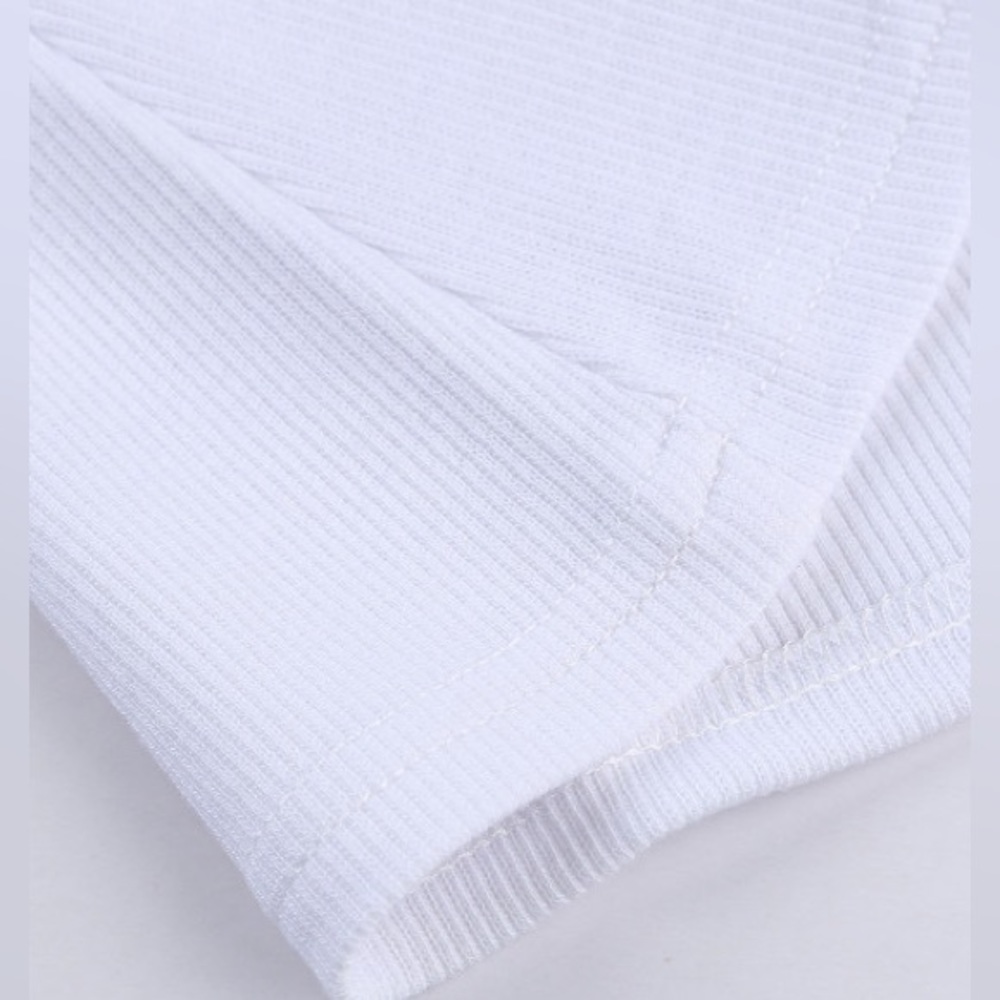 White Round Neck Ribbed Muscle Tank - Picture 7 of 9